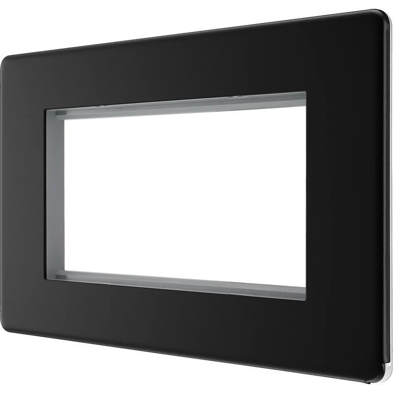 BG Electrical Flatplate Screwless Matt Black - 4 module - rectangular