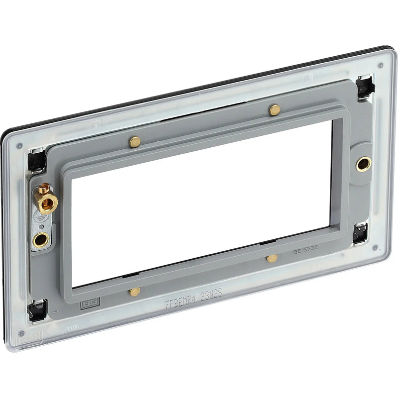 BG Electrical Flatplate Screwless Matt Black - 4 module - rectangular