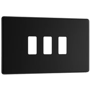 BG Electrical Flatplate Screwless Matt Black - 3 module - rectangular