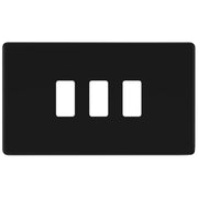 BG Electrical Flatplate Screwless Matt Black - 3 module - rectangular