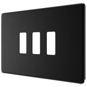 BG Electrical Flatplate Screwless Matt Black - 3 module - rectangular