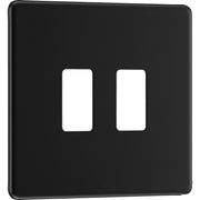 BG Electrical Flatplate Screwless Matt Black - 2 module - square
