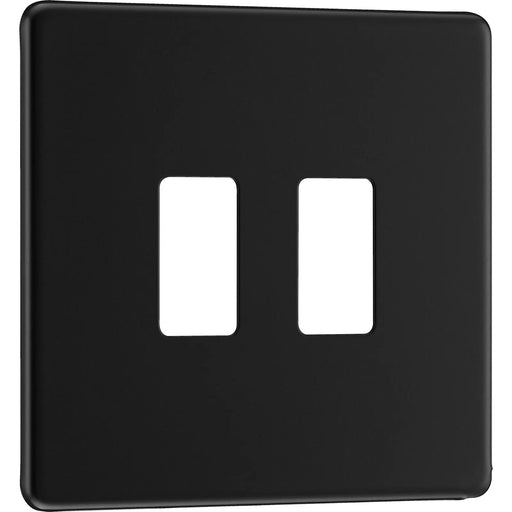 BG Electrical Flatplate Screwless Matt Black - 2 module - square