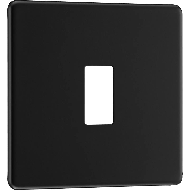 BG Electrical Flatplate Screwless Matt Black - 1 module - square