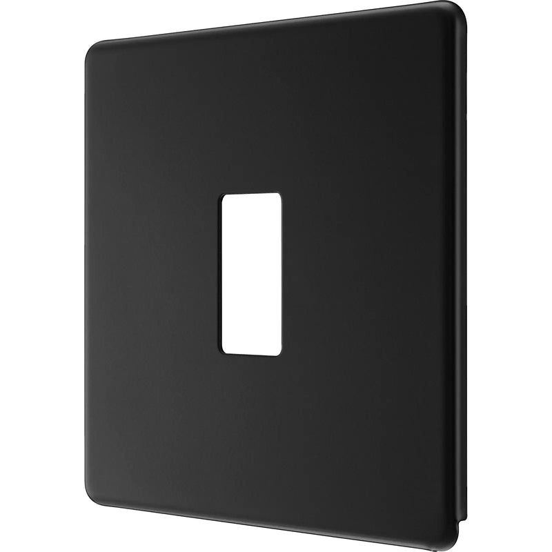 BG Electrical Flatplate Screwless Matt Black - 1 module - square