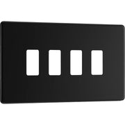BG Electrical Flatplate Screwless Matt Black - 4 module - rectangular