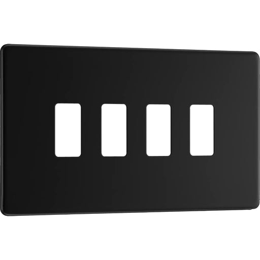 BG Electrical Flatplate Screwless Matt Black - 4 module - rectangular