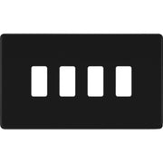 BG Electrical Flatplate Screwless Matt Black - 4 module - rectangular