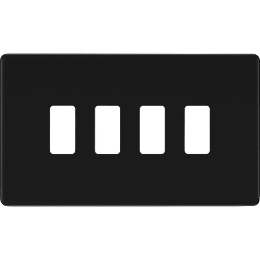 BG Electrical Flatplate Screwless Matt Black - 4 module - rectangular