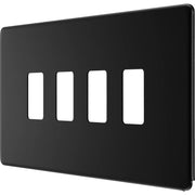 BG Electrical Flatplate Screwless Matt Black - 4 module - rectangular