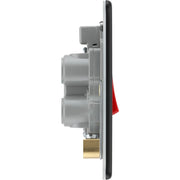 BG Electrical Flatplate Screwless Matt Black - 45A, double pole, single plate, with indicator