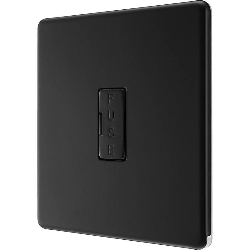 BG Electrical Flatplate Screwless Matt Black - Unswitched and fused