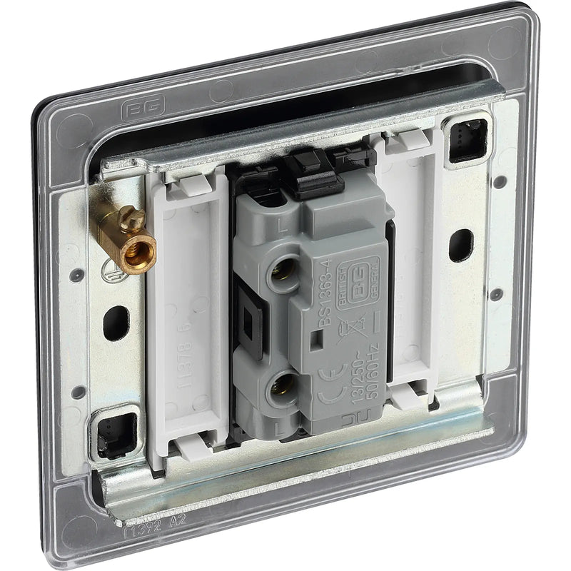 BG Electrical Flatplate Screwless Matt Black - Unswitched and fused