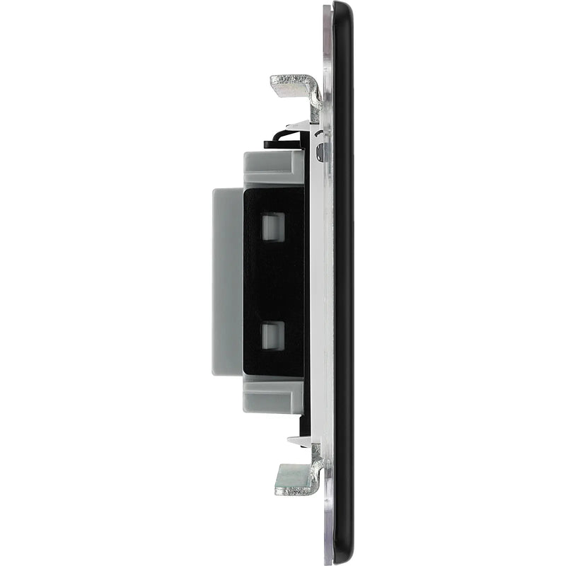 BG Electrical Flatplate Screwless Matt Black - Unswitched and fused