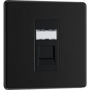 BG Electrical Flatplate Screwless Matt Black - Single, RJ45 data socket