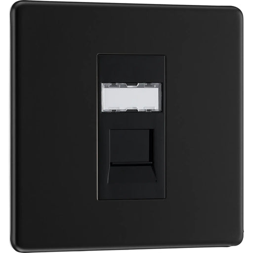 BG Electrical Flatplate Screwless Matt Black - Single, RJ45 data socket