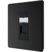 BG Electrical Flatplate Screwless Matt Black - Single, RJ45 data socket