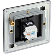 BG Electrical Flatplate Screwless Matt Black - Single, RJ45 data socket