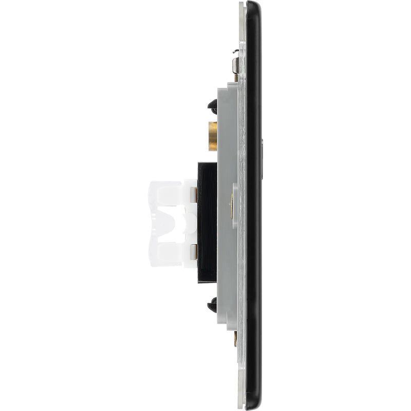 BG Electrical Flatplate Screwless Matt Black - Single, RJ45 data socket