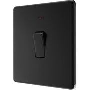 BG Electrical Flatplate Screwless Matt Black - 20A, double pole, with indicator