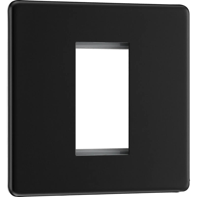 BG Electrical Flatplate Screwless Matt Black - 1 module - square