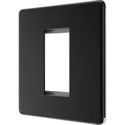 BG Electrical Flatplate Screwless Matt Black - 1 module - square