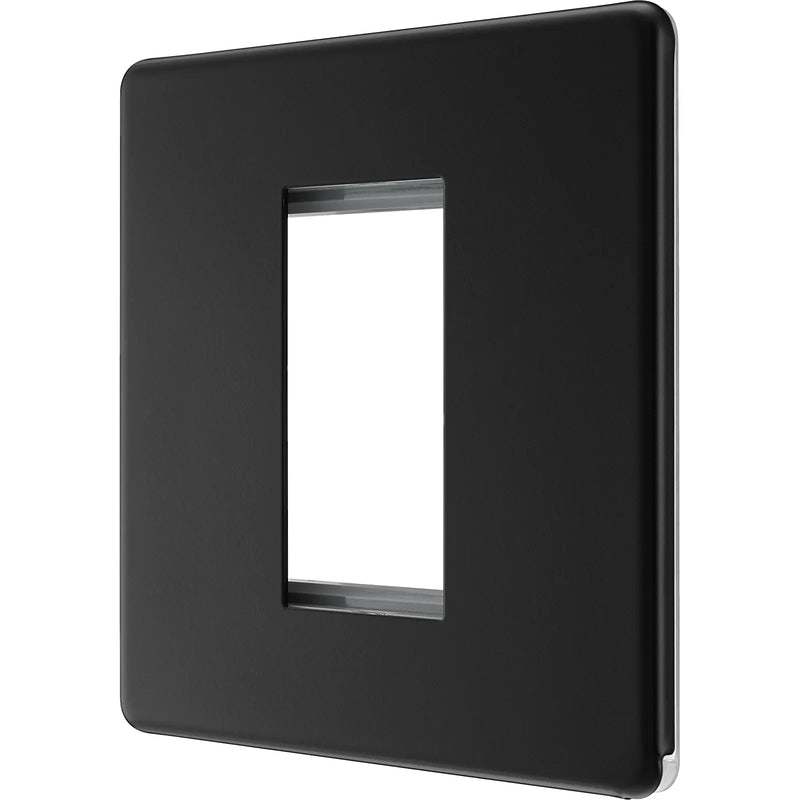 BG Electrical Flatplate Screwless Matt Black - 1 module - square