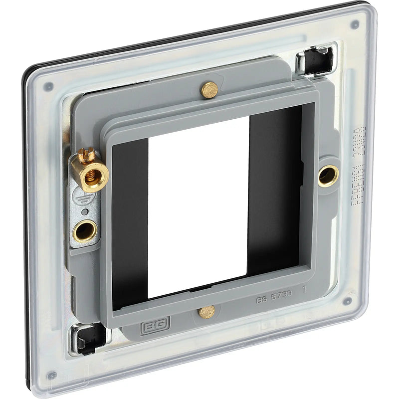 BG Electrical Flatplate Screwless Matt Black - 1 module - square