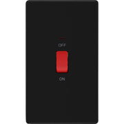 BG Electrical Flatplate Screwless Matt Black - 45A, double pole, large plate, with indicator