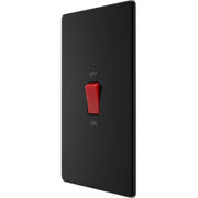 BG Electrical Flatplate Screwless Matt Black - 45A, double pole, large plate, with indicator