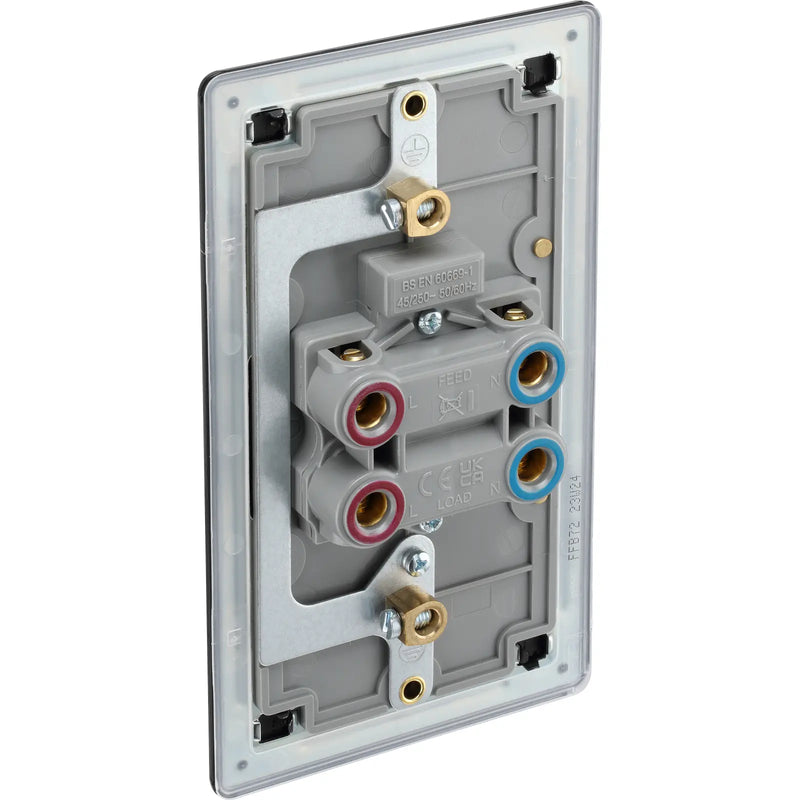 BG Electrical Flatplate Screwless Matt Black - 45A, double pole, large plate, with indicator