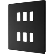BG Electrical Flatplate Screwless Matt Black - 6 module - square