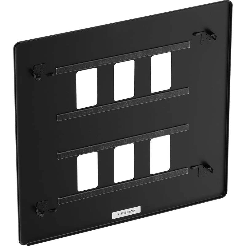 BG Electrical Flatplate Screwless Matt Black - 6 module - square
