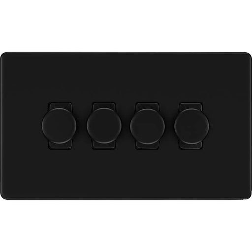 BG Electrical Flatplate Screwless Matt Black - Quadruple 2 way push 200W
