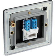 BG Electrical Flatplate Screwless Matt Black - Single telephone socket, secondary