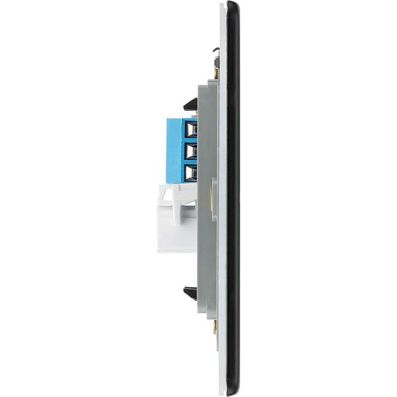 BG Electrical Flatplate Screwless Matt Black - Single telephone socket, secondary