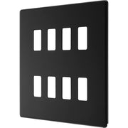 BG Electrical Flatplate Screwless Matt Black - 8 module - square