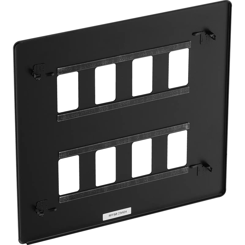 BG Electrical Flatplate Screwless Matt Black - 8 module - square