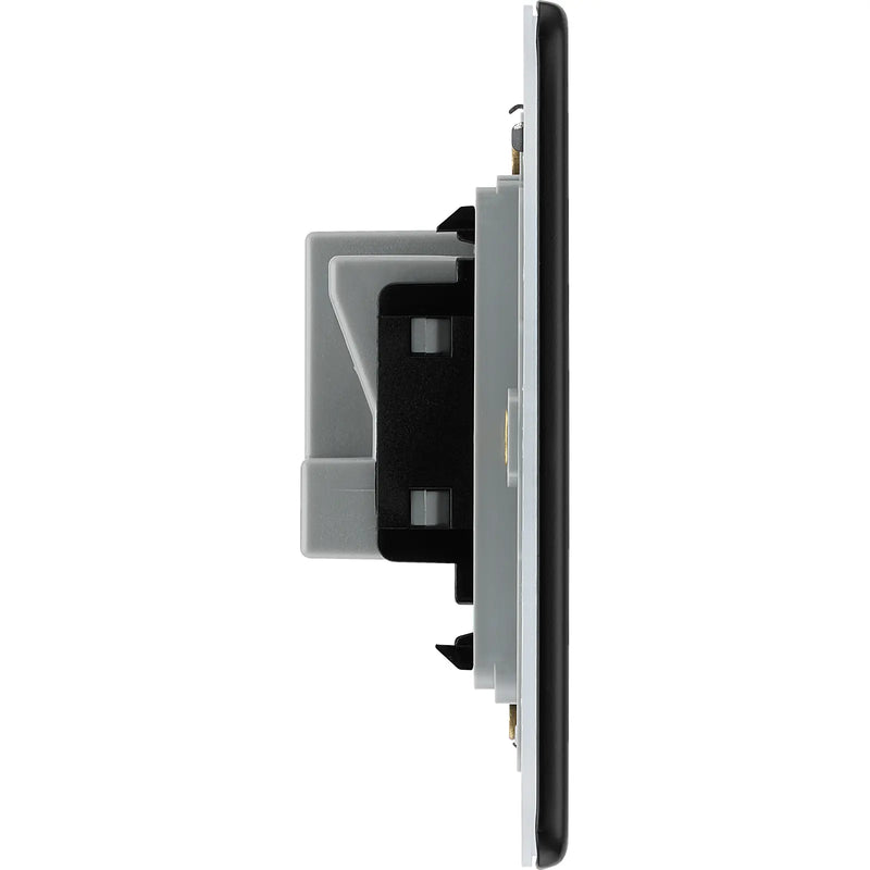 BG Electrical Flatplate Screwless Matt Black - Single unswitched