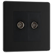 BG Electrical Flatplate Screwless Matt Black - Double co-axial