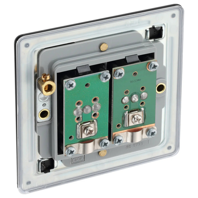 BG Electrical Flatplate Screwless Matt Black - Double co-axial
