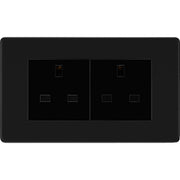 BG Electrical Flatplate Screwless Matt Black - Double unswitched