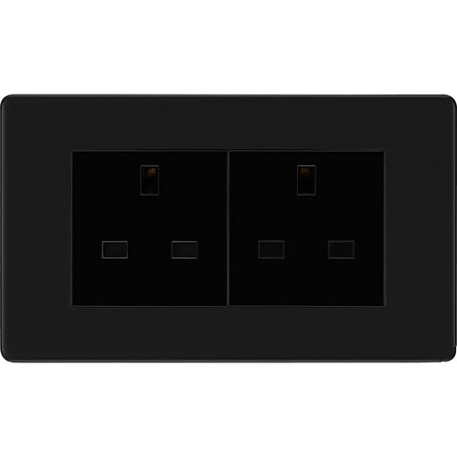 BG Electrical Flatplate Screwless Matt Black - Double unswitched