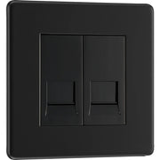 BG Electrical Flatplate Screwless Matt Black - Double, RJ11 telephone socket