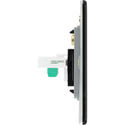 BG Electrical Flatplate Screwless Matt Black - Double, RJ11 telephone socket