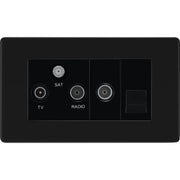 BG Electrical Flatplate Screwless Matt Black - Triplex with BT outlet and co-axial return - screened