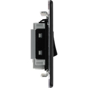 BG Electrical Flatplate Screwless Matt Black - 3 pole fan isolator, fused