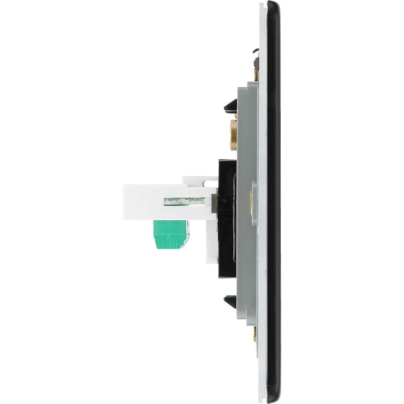 BG Electrical Flatplate Screwless Matt Black - Single, RJ11 telephone socket