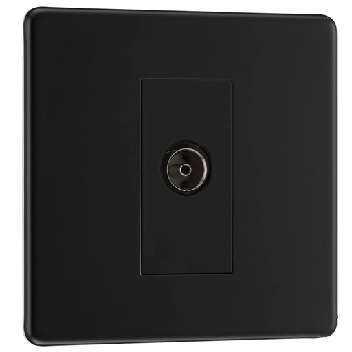 BG Electrical Flatplate Screwless Matt Black - Single isolated, co-axial