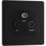 BG Electrical Flatplate Screwless Matt Black - Triple TV/FM/SAT triplex - screened